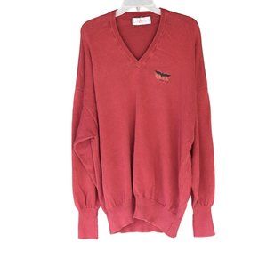 Vintage Men's Clark and Gregory Red Cotton Raven Golf Club V-neck Sweater XXL